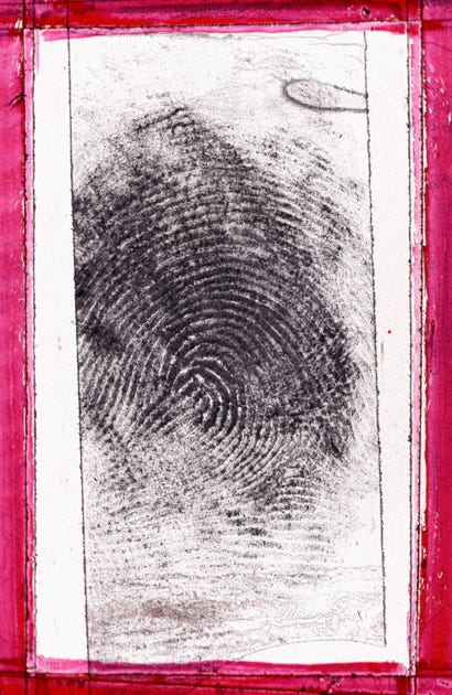 Fingerabdruck, Folie, rot,