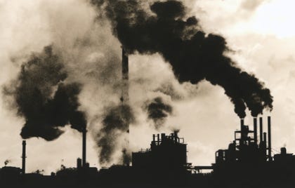 Schornsteine, Lithprint, Umwelt, Abgas, Ölwerk, Rhein